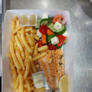 Grilled Salmon & Chips